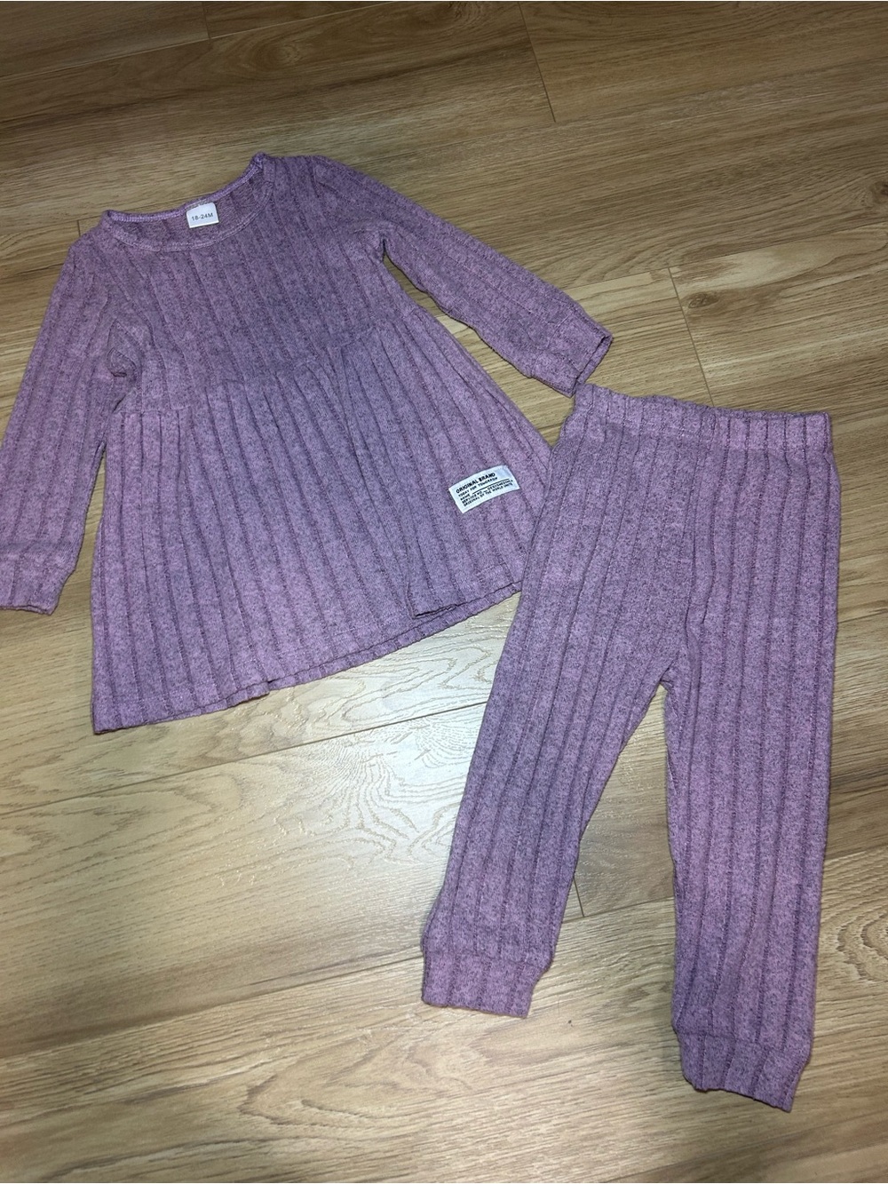 Source Unknown Ribbed Two-Piece Pajama Set - Lavender Pink